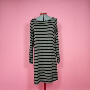 Black and Tan Striped Longsleeve Dress
